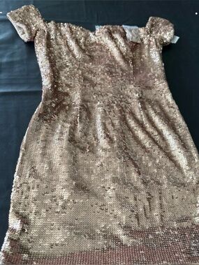 Dress the Population Rose Gold Sequin Strapless Dress